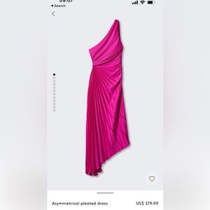 Mango asymmetric pleated pink dress
